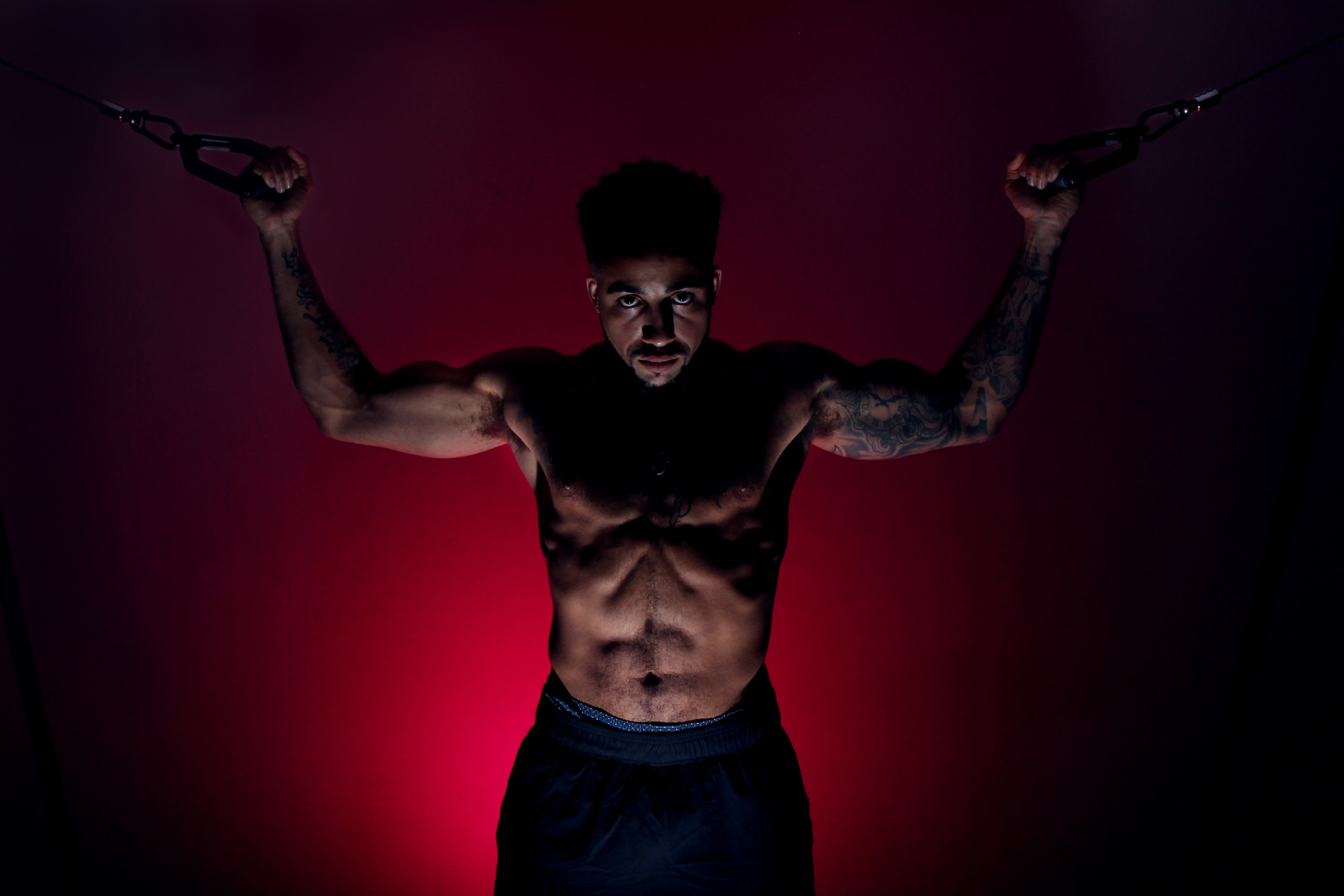 a man flexing muscles